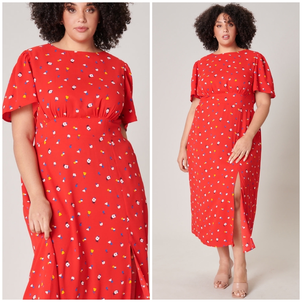 SUGARLIPS Curvy Mon Cheri Bloom Floral Midi Dress - Picture 2 of 10